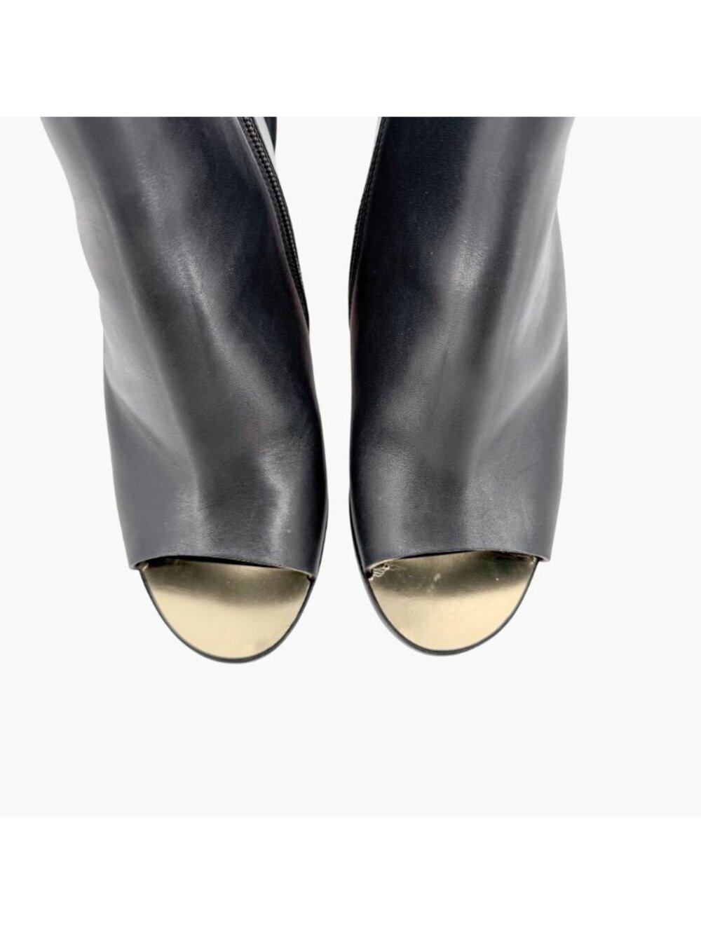 Chanel Black Leather Peep Toe CC Wedge Heel Ankle Booties Shoes Size 39 US 8–8.5 - Picture 3 of 15